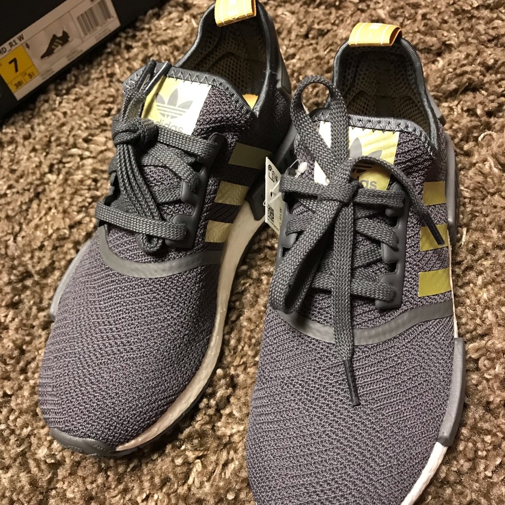 Adidas NMD R1 (grey with green lines)